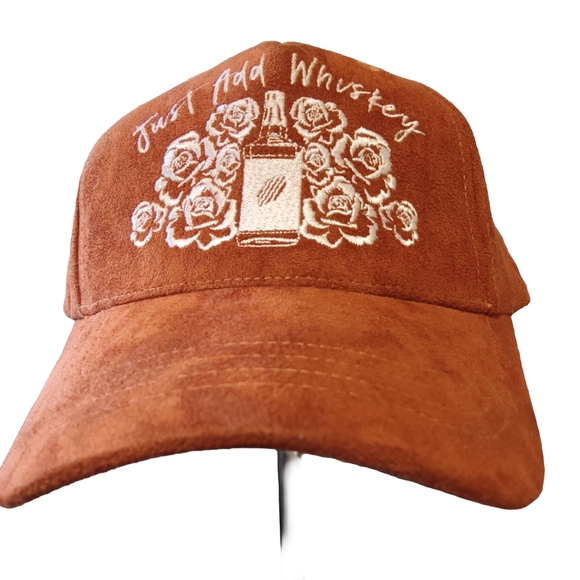Shyanne Faux Suede Brown Embroidered Hat.  Fun Relaxed Hat For Daily Wear - Picture 3 of 7